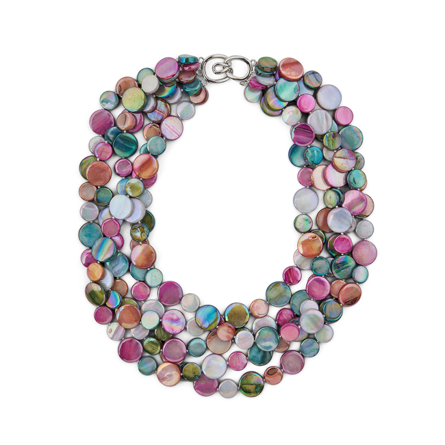 Berry and Teal Mother of Pearl Necklace